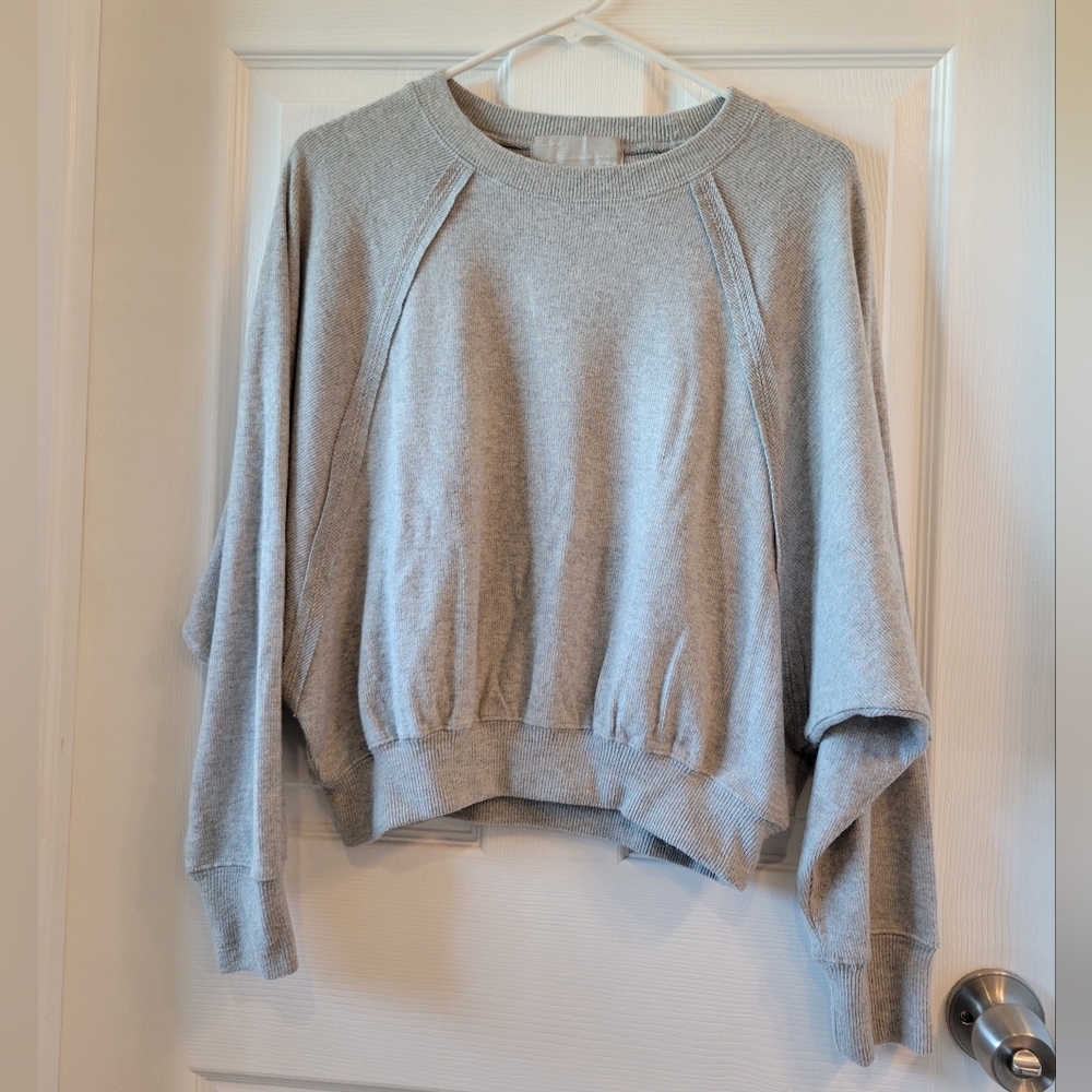 Vintage Havana Lounge Dolman batwing grey knit cropped sweatshirt size Small